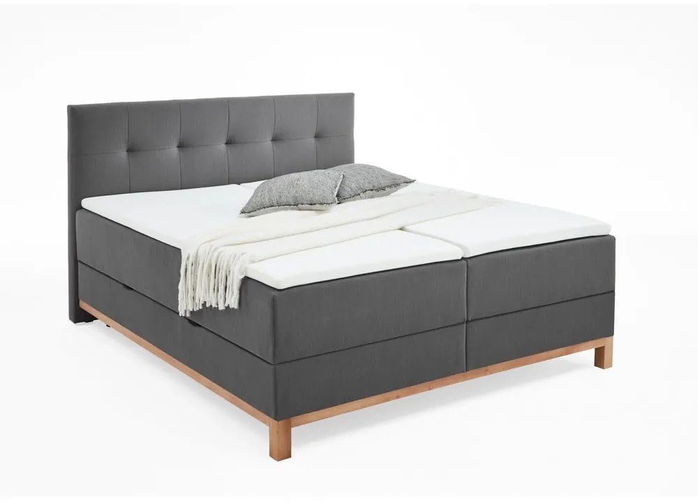 Ciemnoszare łóżko boxspring ze schowkiem 160x200 cm Catania − Meise Möbel