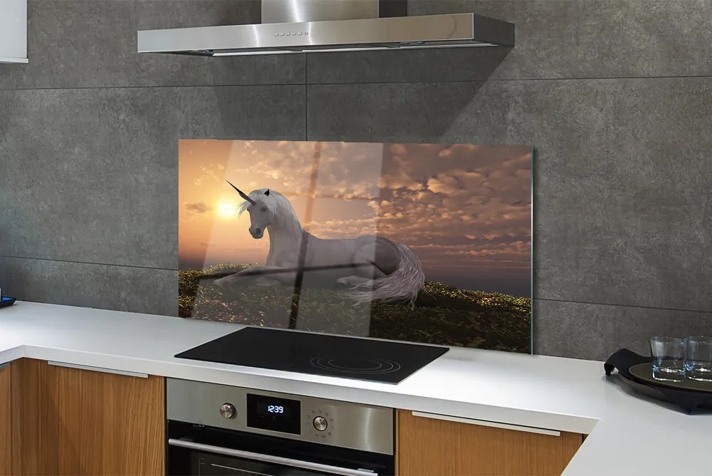 Szkło Ozdobne do Kuchni Jednorożec w Górach o Zachodzie