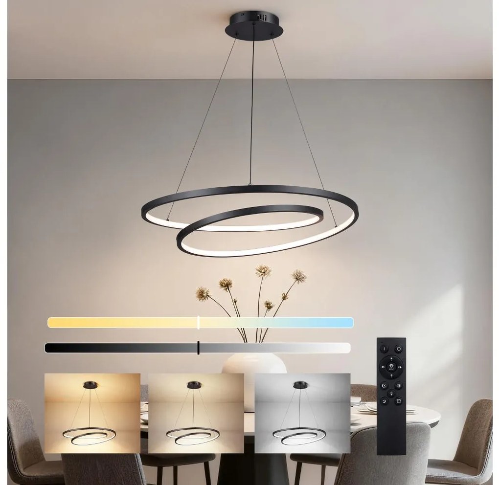 Brilagi-LED Ściemnialna lampa wisząca na lince TWISTER LED/75W/230V śr. 70 cm czarna +DO