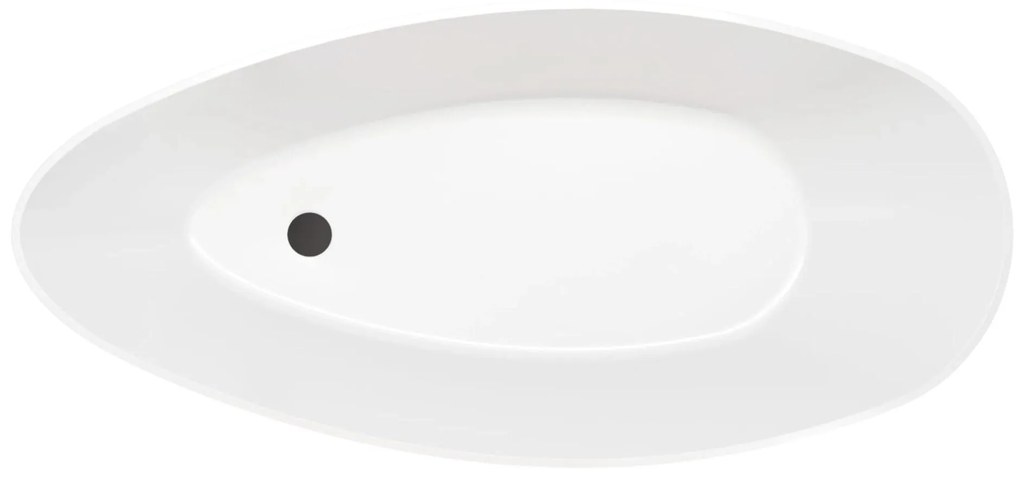 Wanna wolnostojąca SUZA owalna biała z konglomeratu 160 x 70 cm bez przelewu cienki rant | Różne kolory korków : Kolor korka - Biały