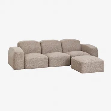 Bastian 3-częściowa Modułowa Sofa I Pufa Tkanina Mokka Brąz Bouclé - Sklum