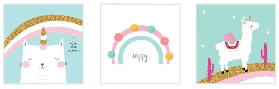 Obrazki dziecięce zestaw 3 szt. 30x30 cm White Happy – knor