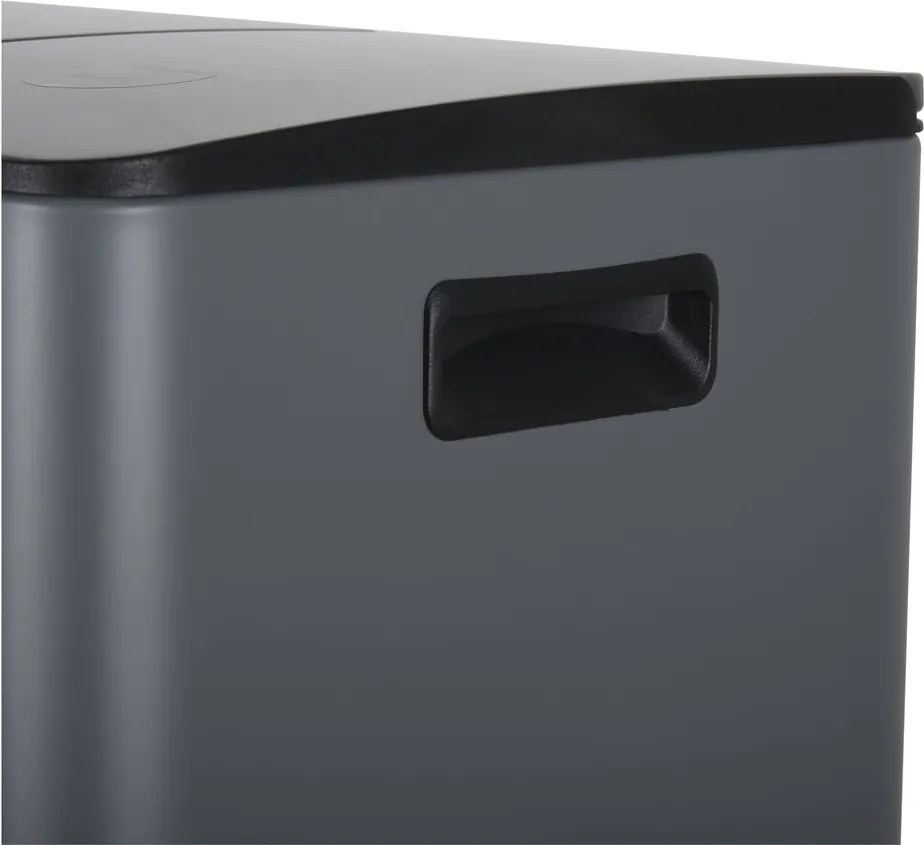 Ciemnoszary stalowy kosz na śmieci 2x20 l do segregacji odpadów/z pedałem Aliya – Spirella