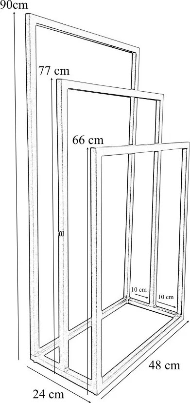 Stojak wieszak łazienkowy na ręczniki LOFT metalowy : Kolor Stelaża - Złoty, Rozmiar - 3-ramienna 1,2cm