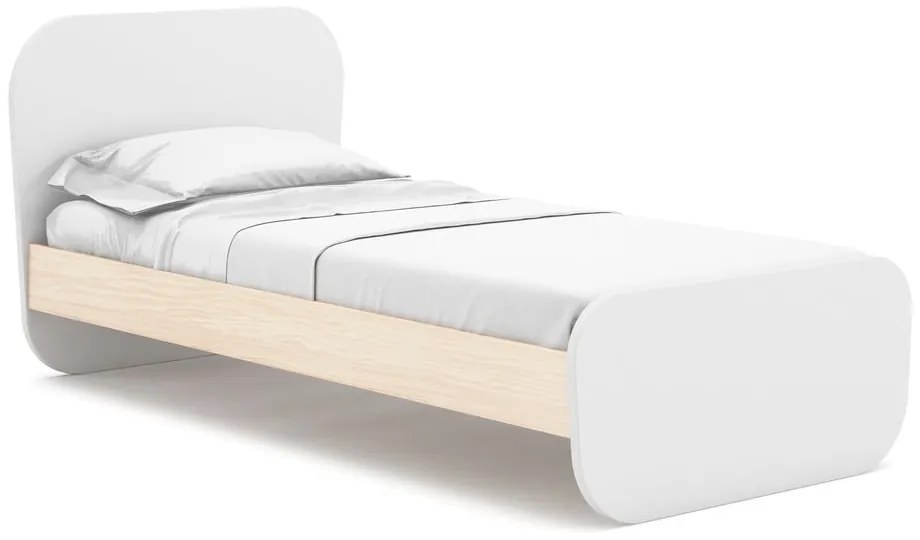 Białe łóżko dziecięce w dekorze sosny ze stelażem 90x190 cm Esteban – Marckeric