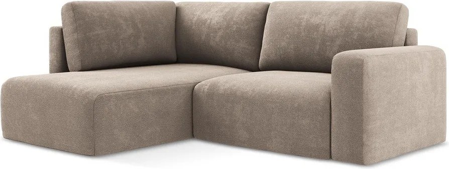 Beżowy rozkładany/ze schowkiem narożnik z tkaniny szenilowej (lewostronny/w kształcie litery L) Kona – Makamii