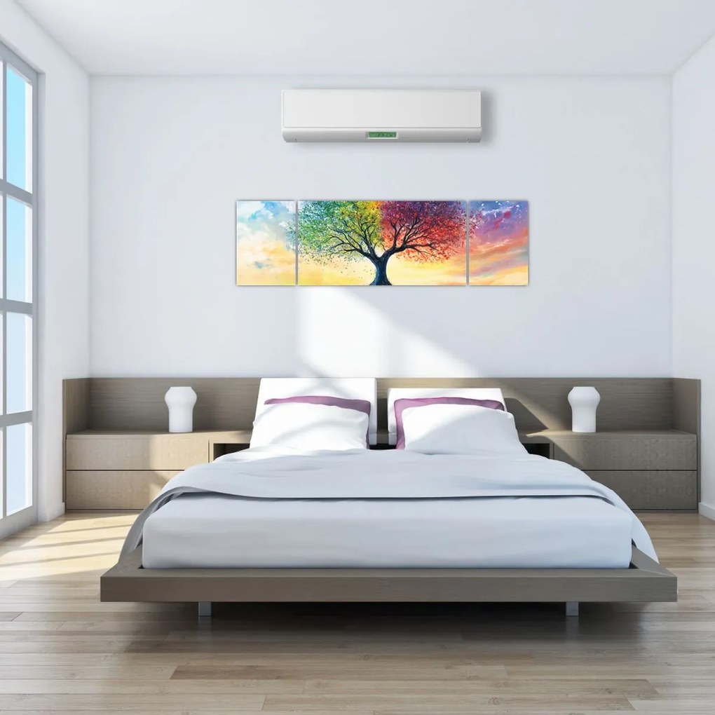 Obraz – Malowane drzewo czterech pór roku (170x50 cm)