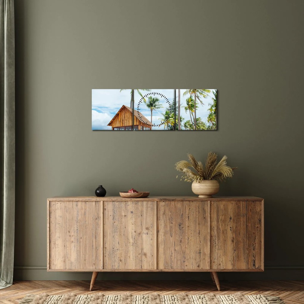 Obraz - Plaża (z zegarem) (90x30 cm)