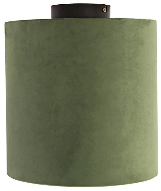 Lampa sufitowa z abażurem z aksamitu w kolorze zielonym ze złotem 25 cm - Combi BlackWiejski/ Rustykalny / Vintage Oswietlenie wewnetrzne