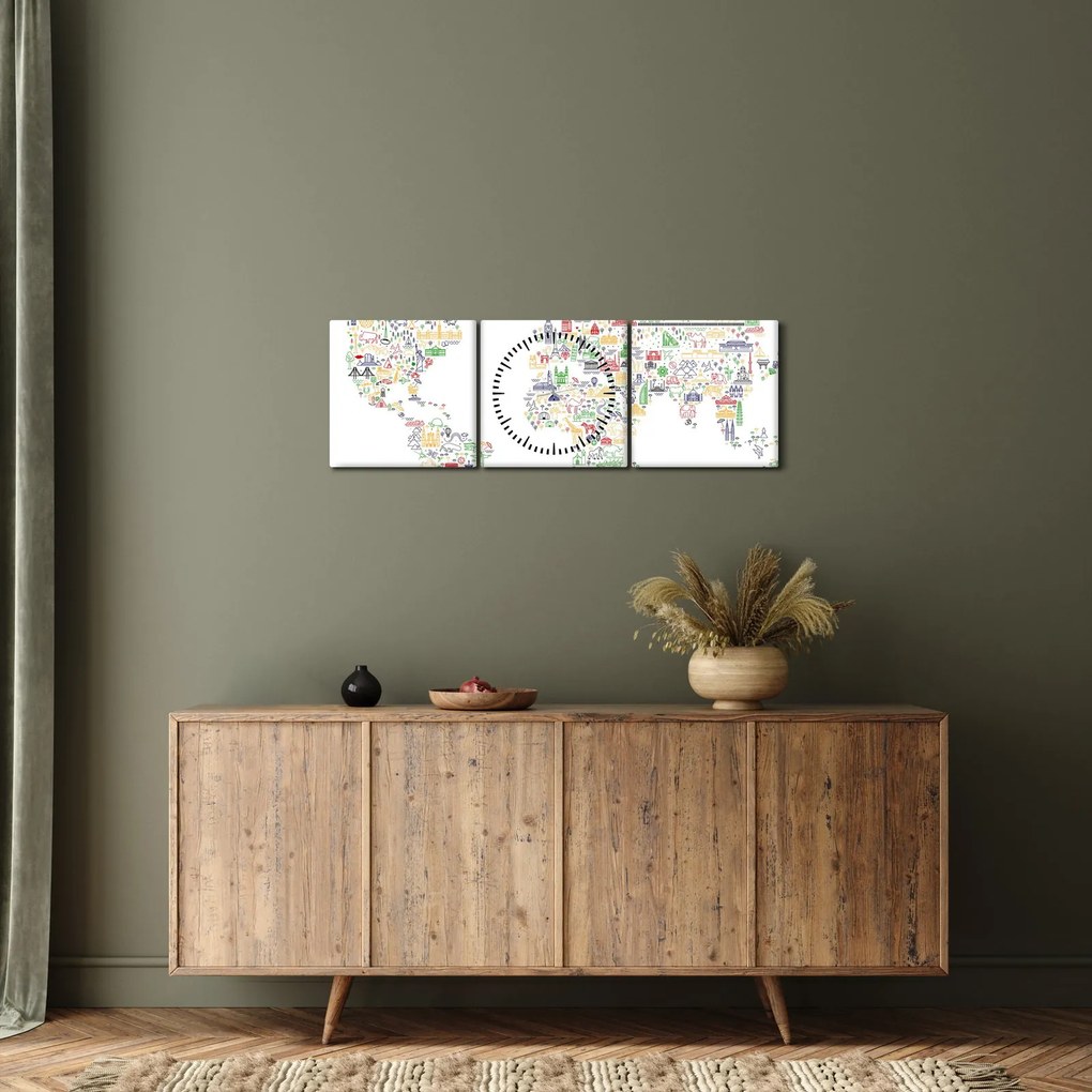 Obraz - Mapa obrazu (z zegarem) (90x30 cm)