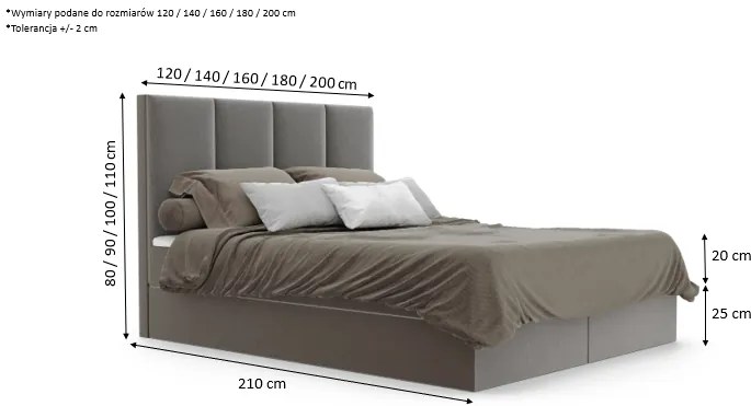 Łóżko kontynentalne NOEMI 2 - 140x200