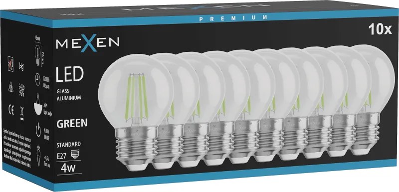 Mexen Vintis 10x żarówka filament LED E27, G45, 4W, 55 lm, green - L156-E27-04XX-46x10