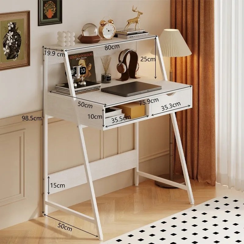 Biurko komputerowe w stylu industrialnym – białe, 81x100x50 cm