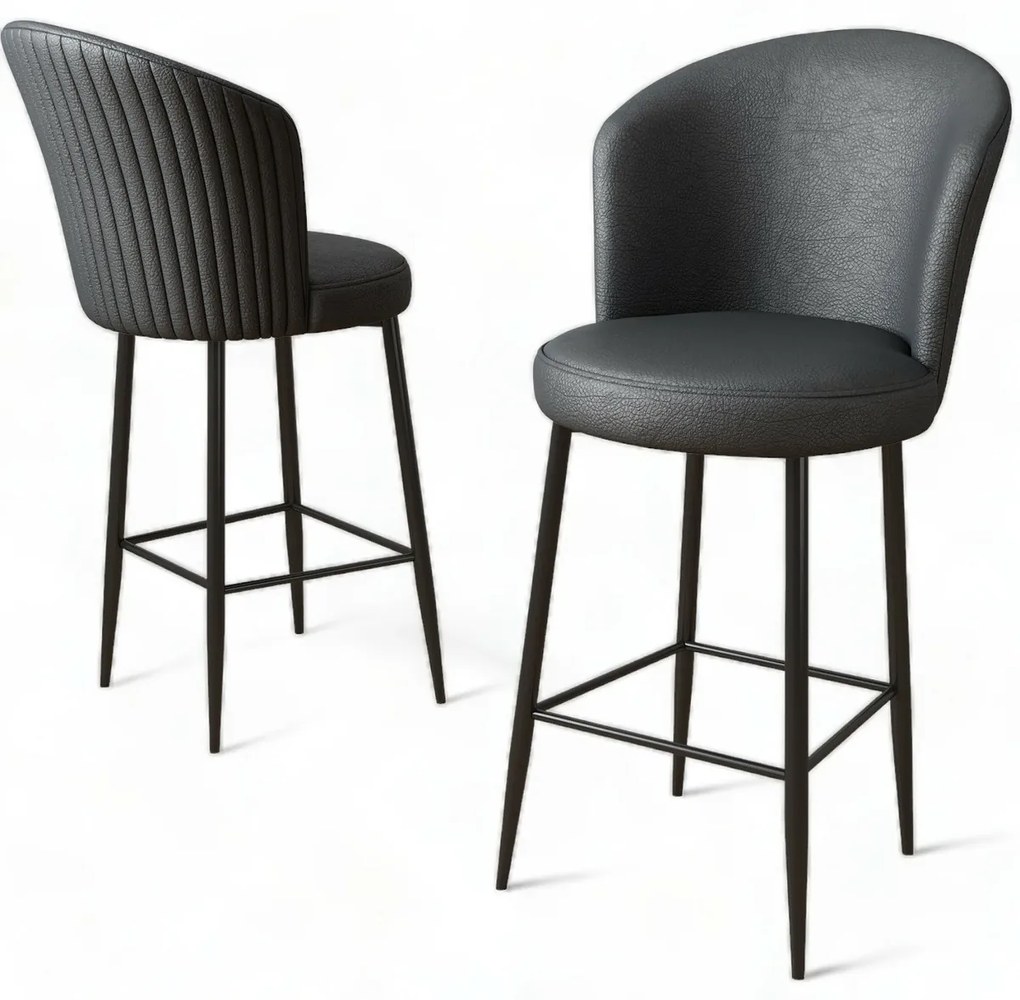 Zestaw krzeseł barowych Uras Anthracite and Black,6 szt., 6 szt.