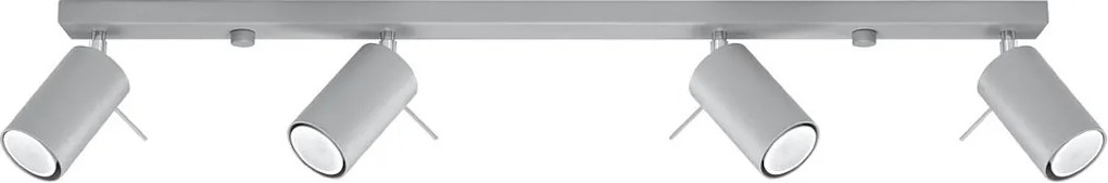 Plafony Nowoczesny Ring, Stal - 4 Źródło - L.80 X H.16 Cm - Szary