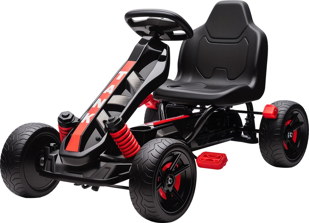 AIYAPLAY Gokart z pedałami, tretauto dla dzieci z hamulcem, antypoślizgowe koła, metalowa rama, 3-6 lat, czerwony