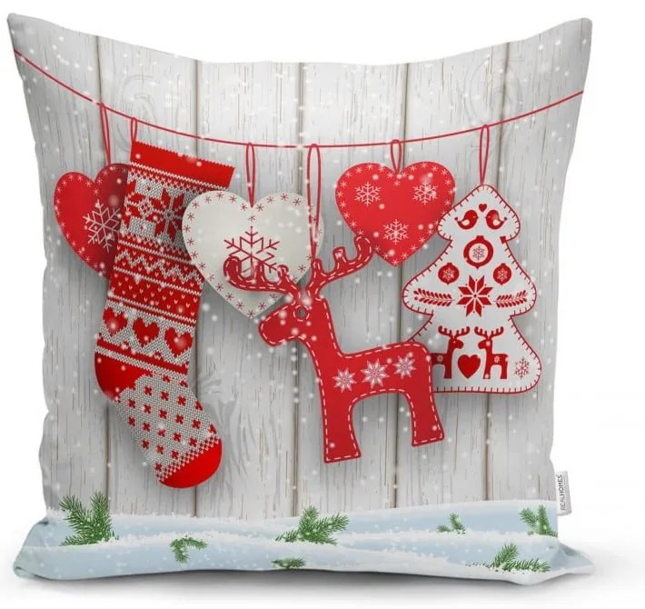 Zestaw 4 świątecznych poszewek na poduszki i bieżnika Minimalist Cushion Covers Snowflakes