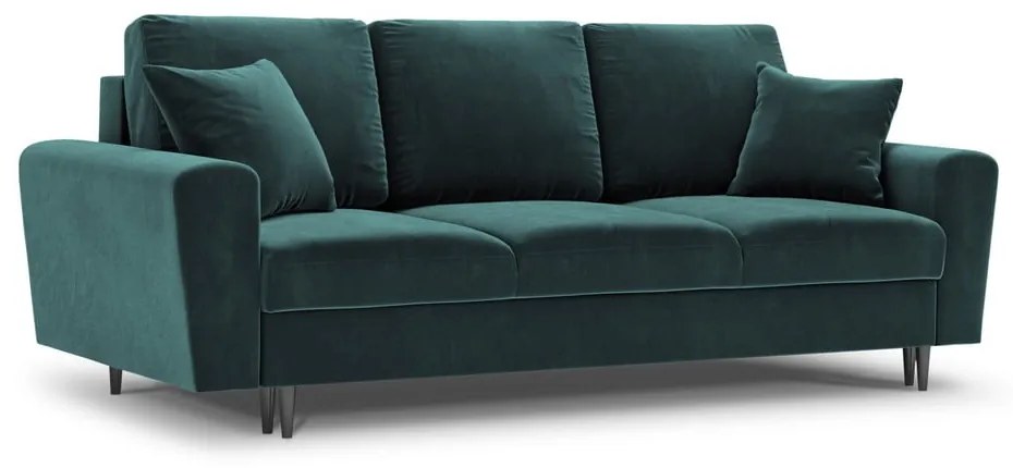Morska aksamitna rozkładana/ze schowkiem sofa 235 cm Kyoto – Cosmopolitan Design