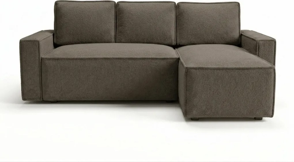 Rozkładana narożna sofa SMART BOUCLE 232x143 cm, szarobrązowa, uniwersalna