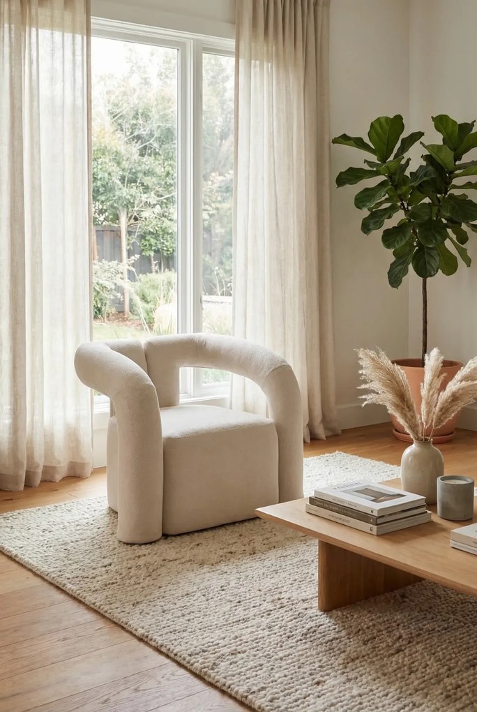 Kremowy fotel w stylu nowoczesnym F7-E05