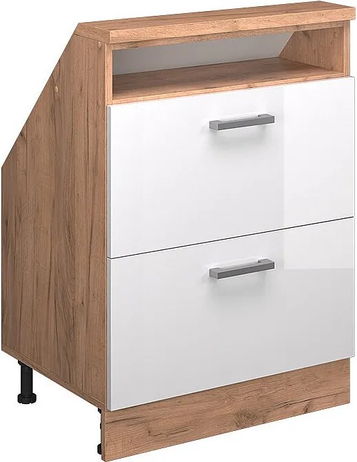 Szafka kuchenna na dach skośny biały wysoki połysk 60x46x81.6 r-line