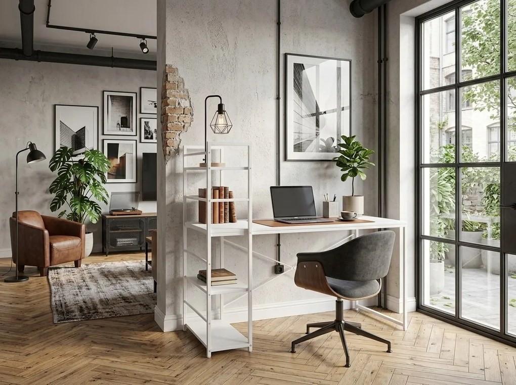 Biurko MAX 4.0 z regałem 120x44 cm, białe