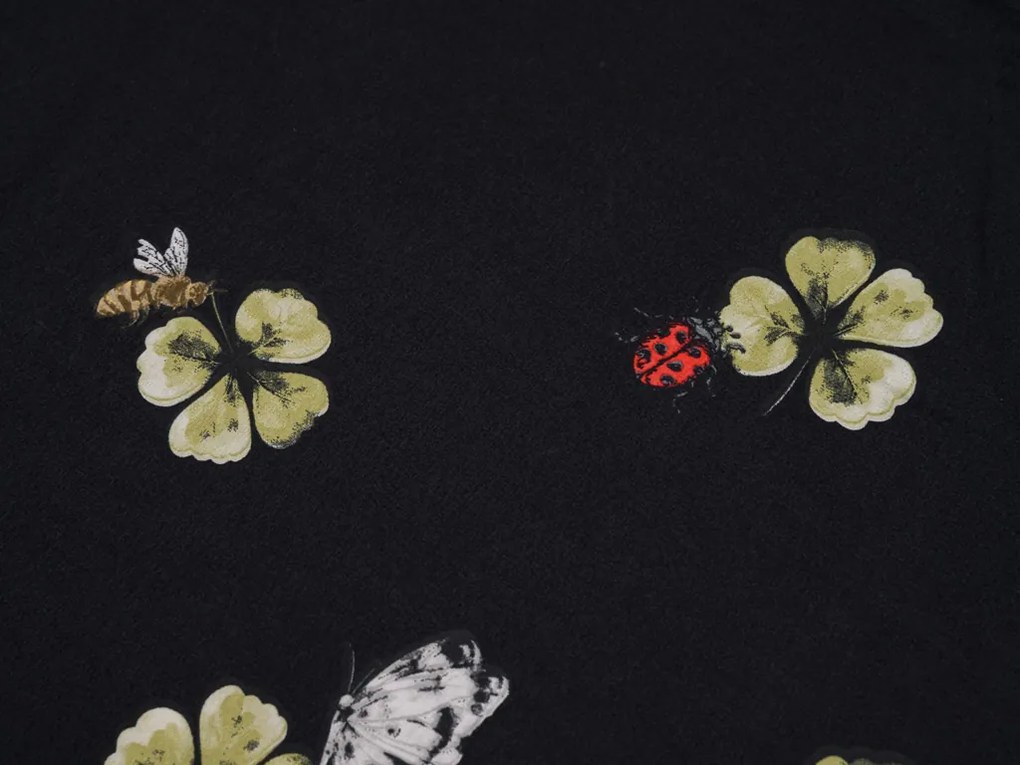 PrzytulneMieszkanie.pl PrzytulneMieszkanie.pl Pościel z mikrofibry FOUR LEAF CLOVER czarne Rozmiar pościeli: 70 x 90 cm | 140 x 220 cm