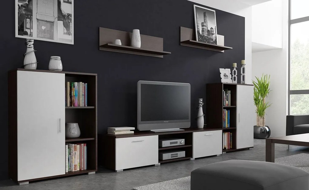 Meblościanka biała + wenge T2-M58