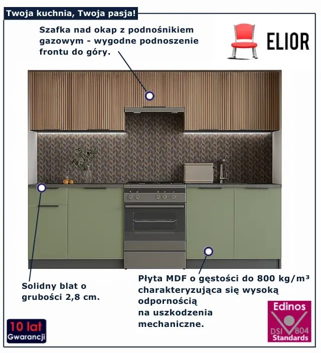 Zestaw mebli kuchennych orzech + pistacja N6-D89