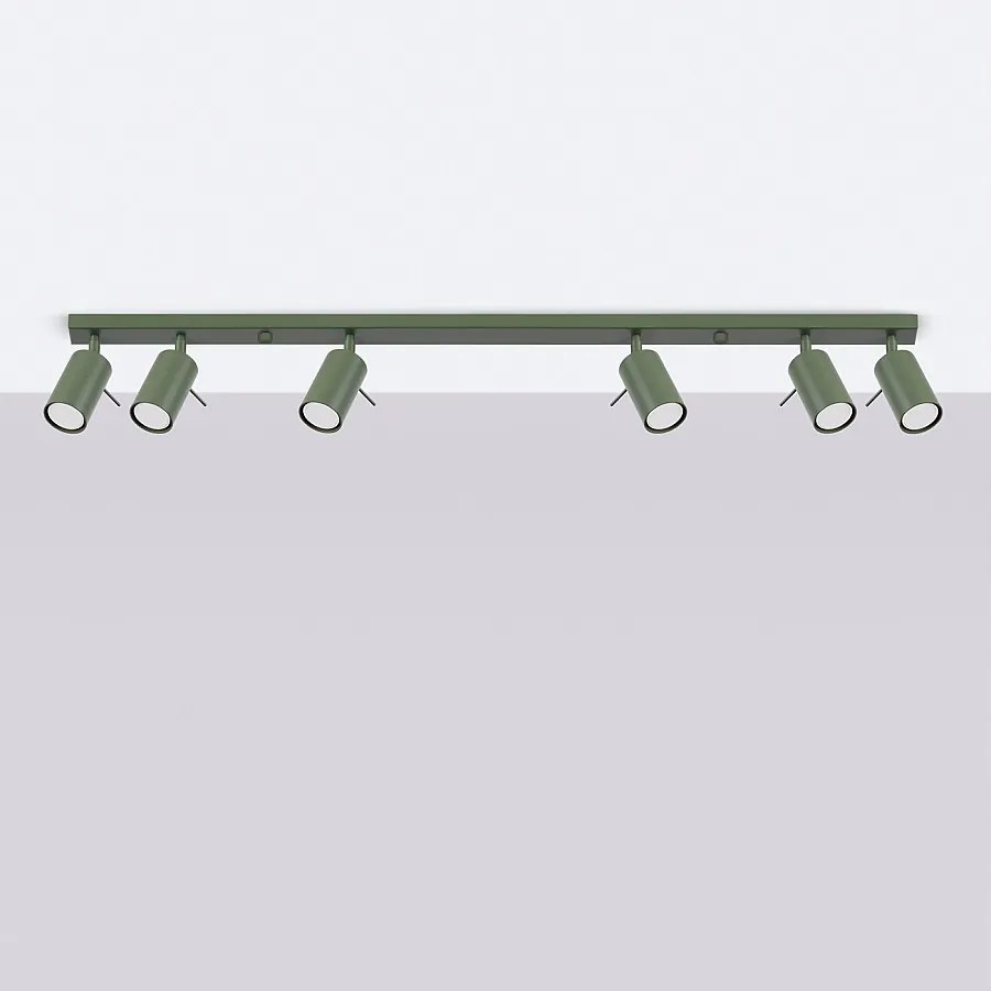 Lampa sufitowa nowoczesny Briix, stal - 6 źródło światła 4000K - L.117 x H.17 cm - zielony oliwkowy