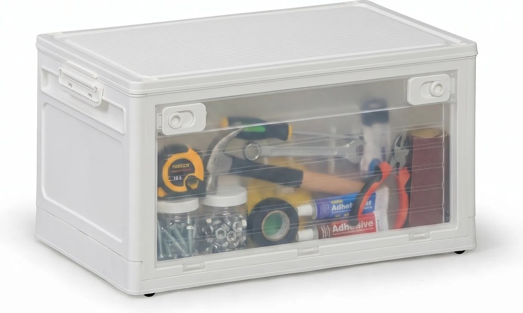 Duży składany regałowy pojemnik XXL 94 l, 660x400x358 mm, biały