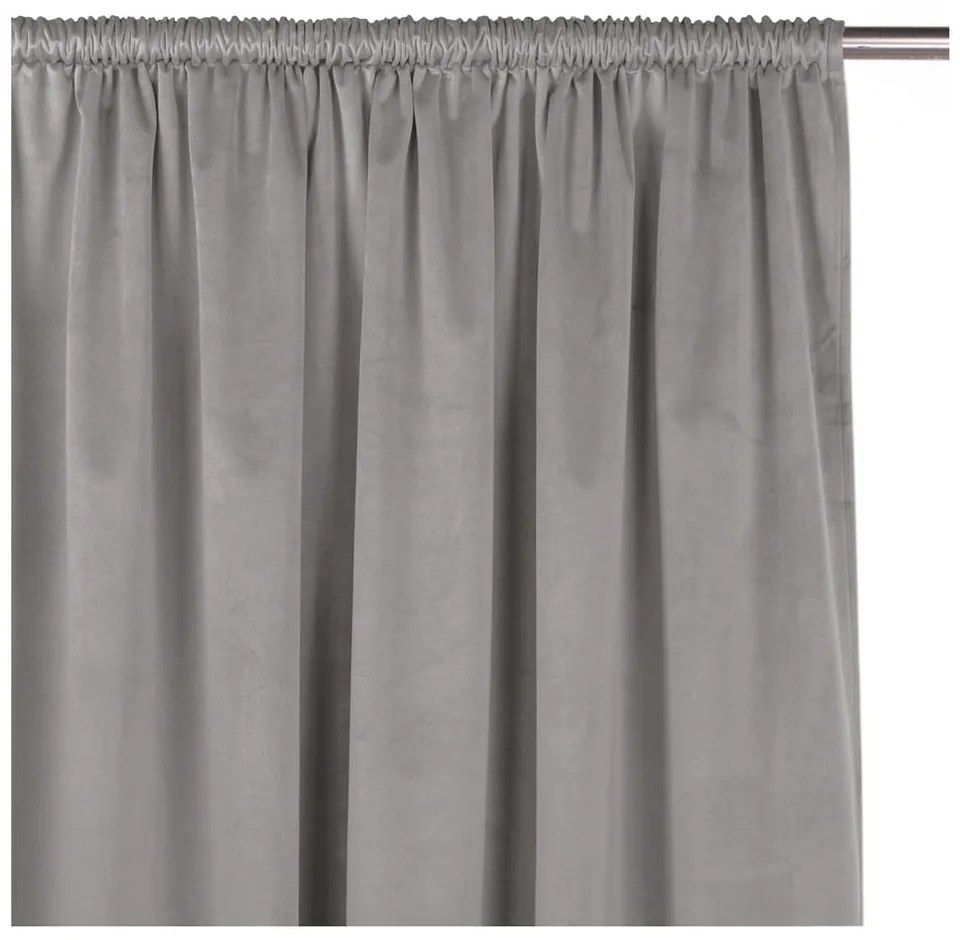Szara aksamitna zasłona częściowo zaciemniająca (dimout) 400x250 cm Velto – Filumi