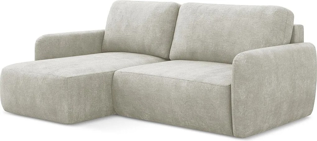 Narożnik lewostronny z funkcją spania - z tkaniny szenilowej - perłowy - LILO