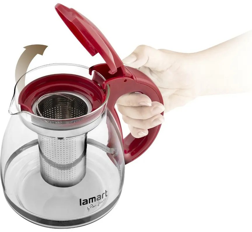 Lamart LT7074 czajnik Verre, 1,5 l, czerwony