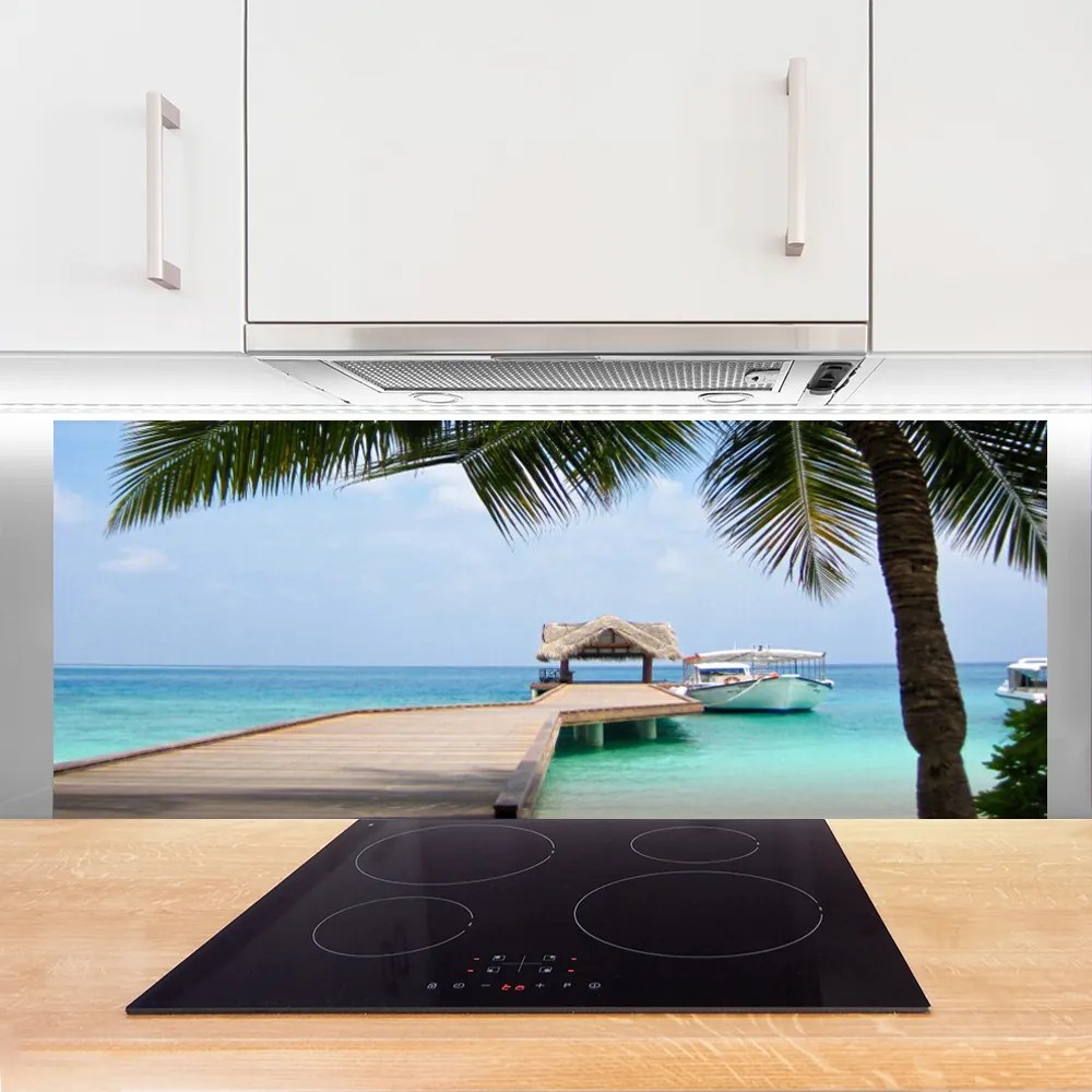 Szkło do Kuchni na Ścianę Stalowy Gigant nad Zatoką