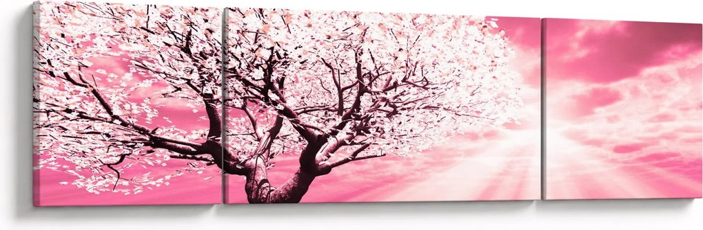 Różowy obraz drzewa (170x50 cm)