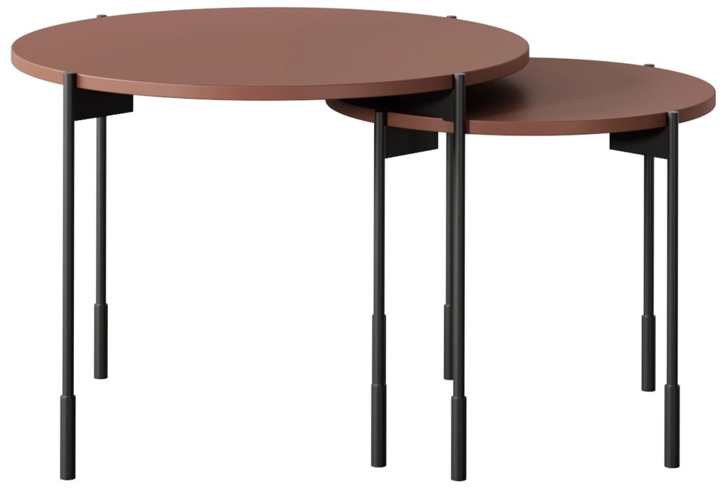 Stolik kawowy Sonatia 45 cm okrągły na metalowych nogach - burgund