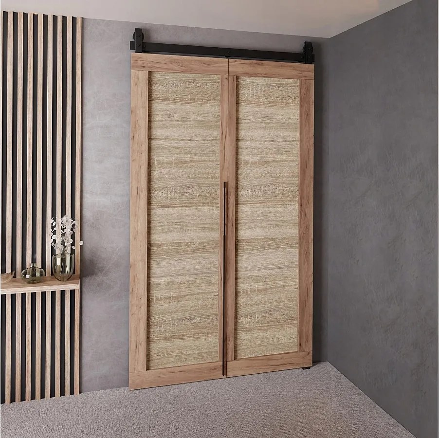 Drzwi Przesuwne QUDIO M1 Dąb Craft Złoty + Dąb Sonoma 100