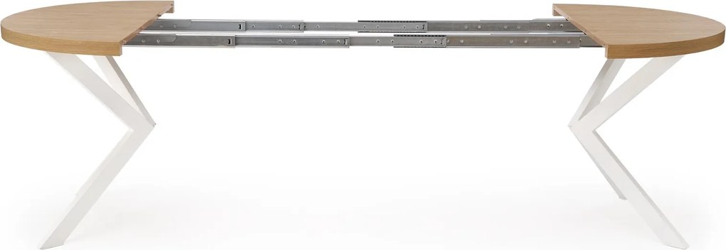 Okrągły rozkładany stół do jadalni Peroni dąb złoty / biały