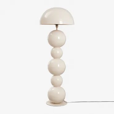 Lampa Podłogowa Z Żelaza Boulia Kremowa Tapioca & ↑155 Cm - Sklum