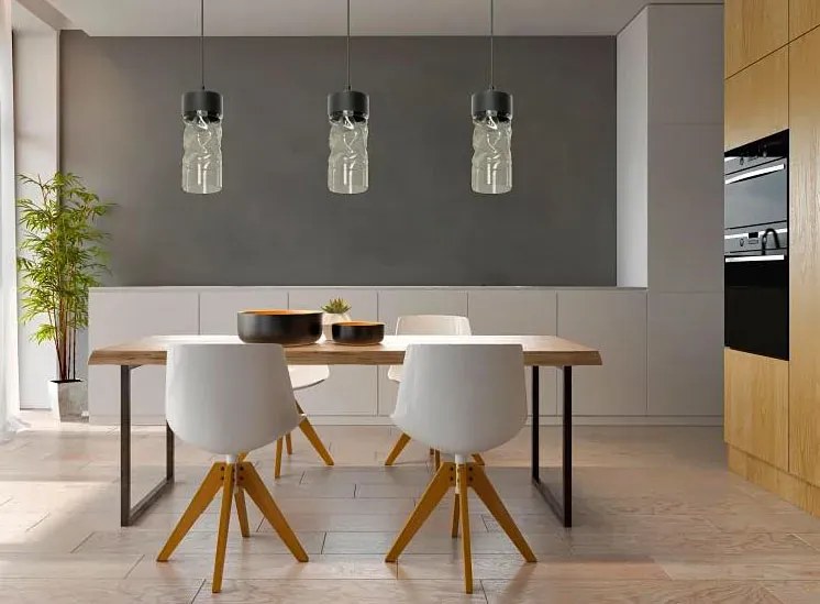 Szklana potrójna lampa wisząca nad stół - EX501-Malone