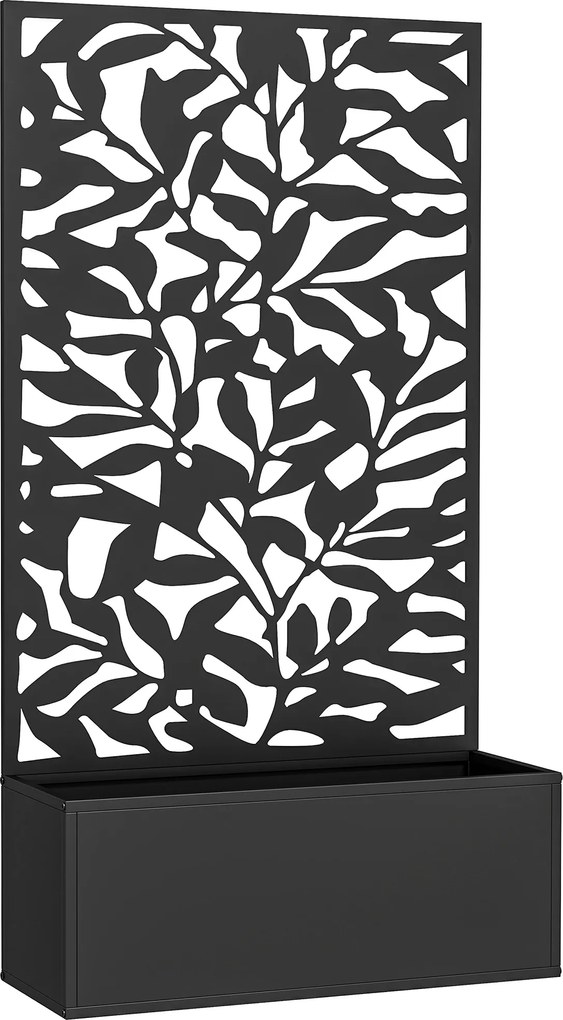 Outsunny podwyższona donica z panelem osłonowym, kratka do pnączy, metal, 61 x 23 x 113 cm, czarny | Aosom PL