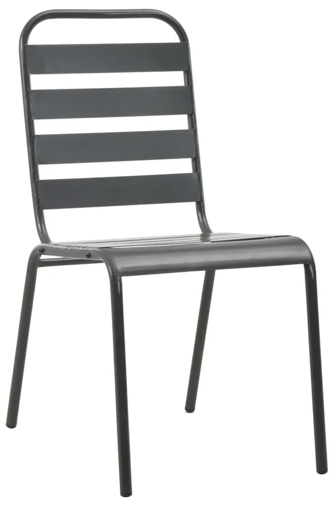 Zestaw szarych metalowych krzeseł ogrodowych K2-D58