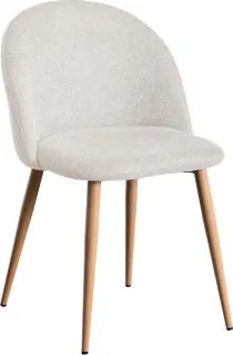 Zestaw 4 Tapicerowanych Krzeseł Jadalnianych Ze Stali Kana Natural Wood & Tkaniny Distressed White & Tkanin - Sklum