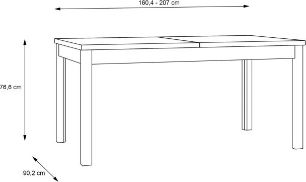 Loftowy stół jadalniany, rozkładany 160-207 cm Jokkaz 029, dąb Flagstaff/czarny