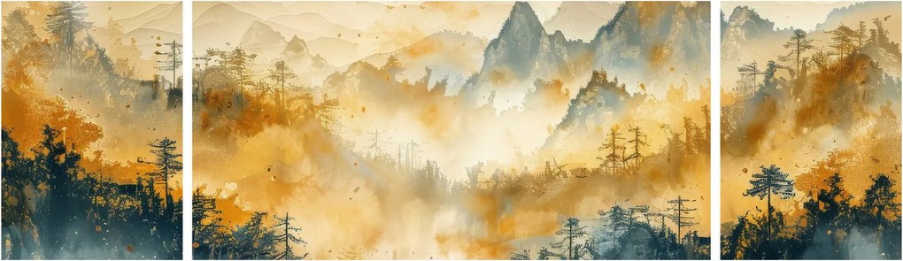 Obraz - Góry, akwarela (170x50 cm)