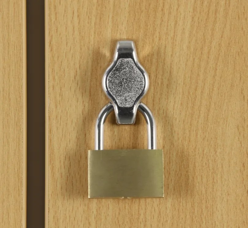 Szafka skrytkowa S1, 4 schowki, 1850 x 300 x 500 mm, demontaż, zamek obrotowy, drzwi laminowane, buk