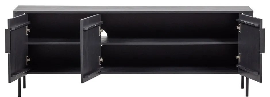 Szafka pod TV z litego drewna sosnowego w kolorze matowej czerni 154x56x44 cm Gunnar – WOOOD