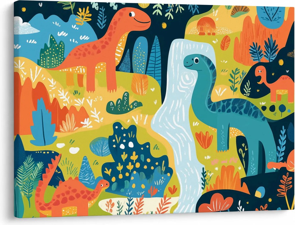 Obraz - Wesołe dinozaury (70x50 cm)