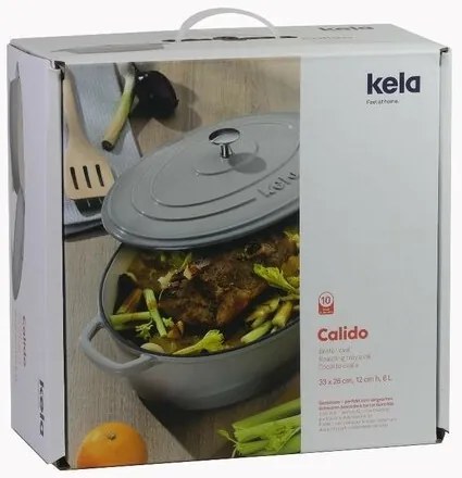 Kela Owalna brytfanna żeliwna z pokrywką CALIDO, jasnoszary, 35 x 26 cm